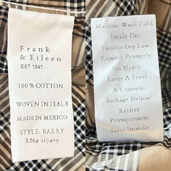 Frank & Eileen Barry Crinkle Black and Tan Long Sleeve Shirt Women Size XS - Picture 6 of 6